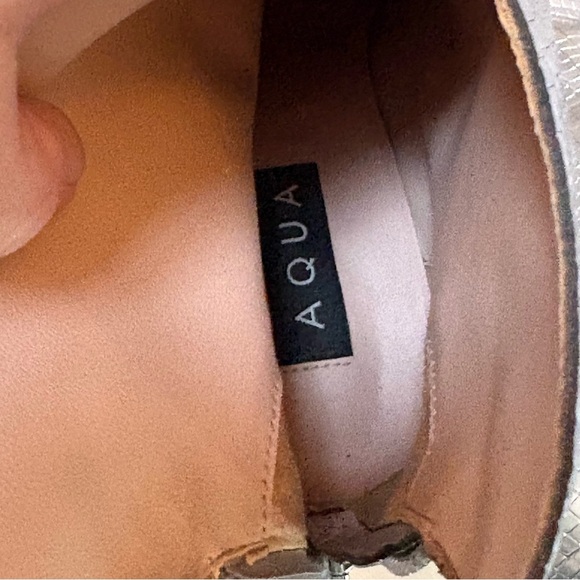 AQUA Silver Snake Print Metallic Pointed Toe Ankle Boots Heels Size 8.5 - Picture 15 of 16